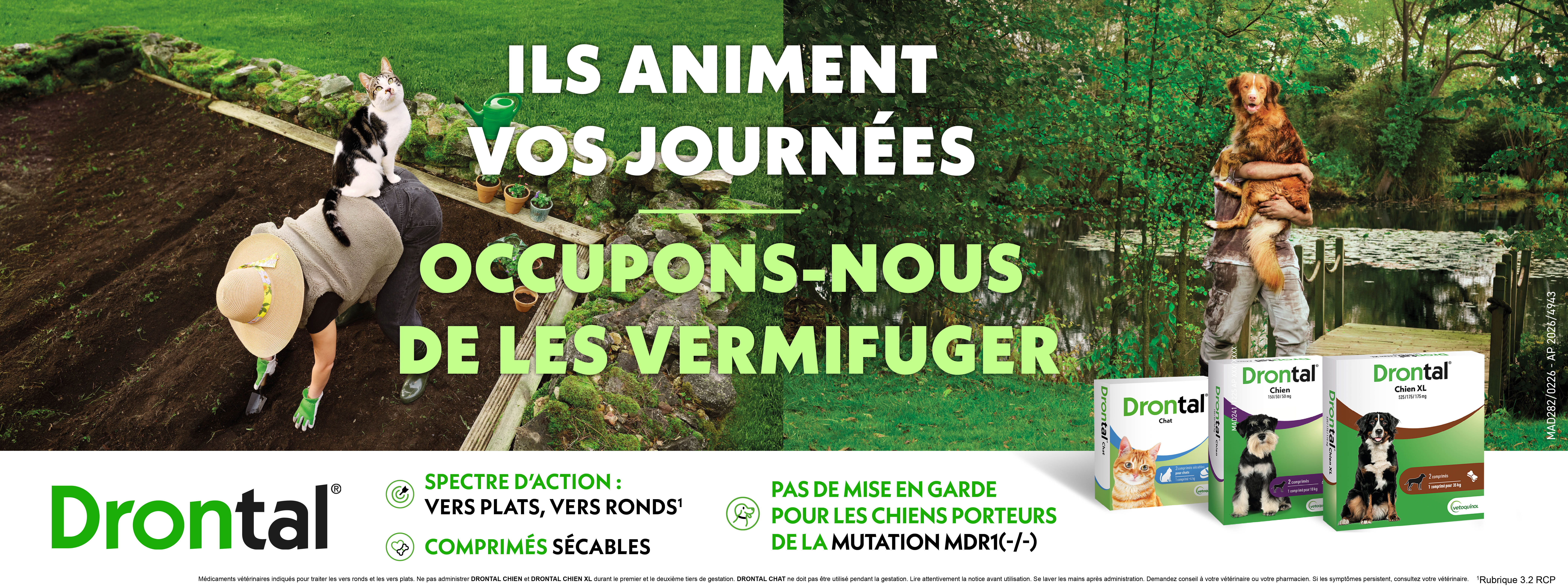 Pub drontal avec animaux heureux 